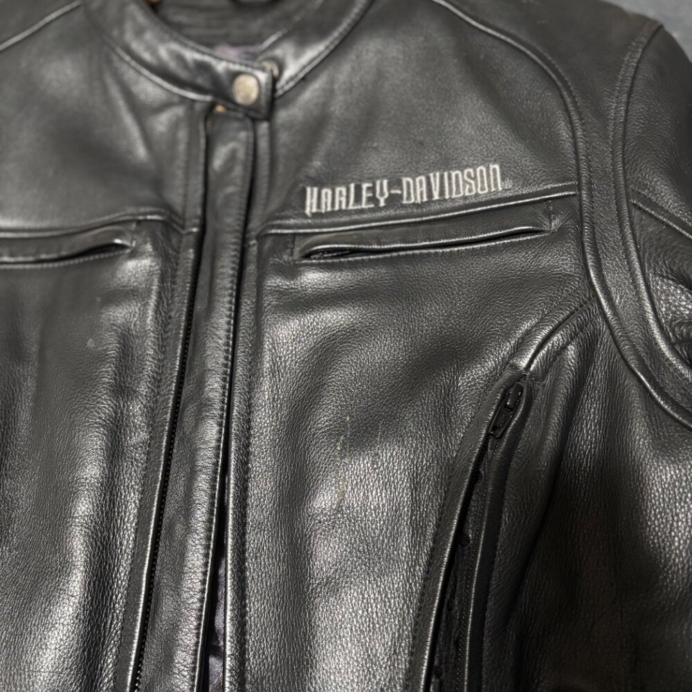 Genuine Harley Davidson Women's Leather Jacket Large L - Picture 3 of 7